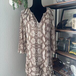 White House Black Market Snake Skin Print Dress w/Detachable Slip Dress - Size M